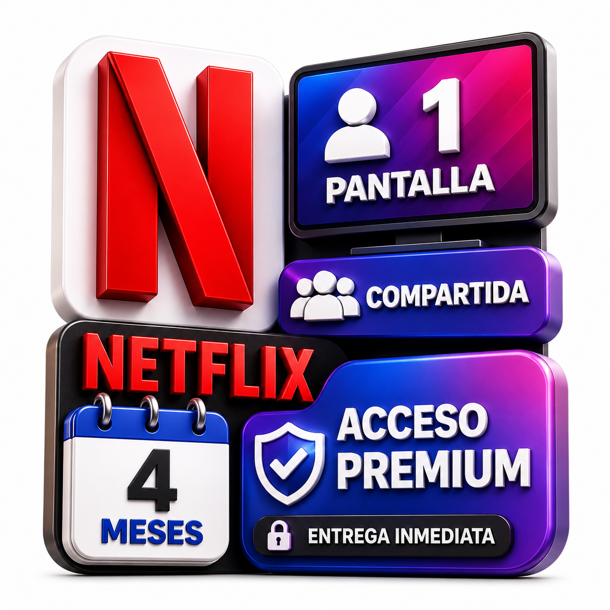NETFLIX 1 PANTALLA 4 MESES  