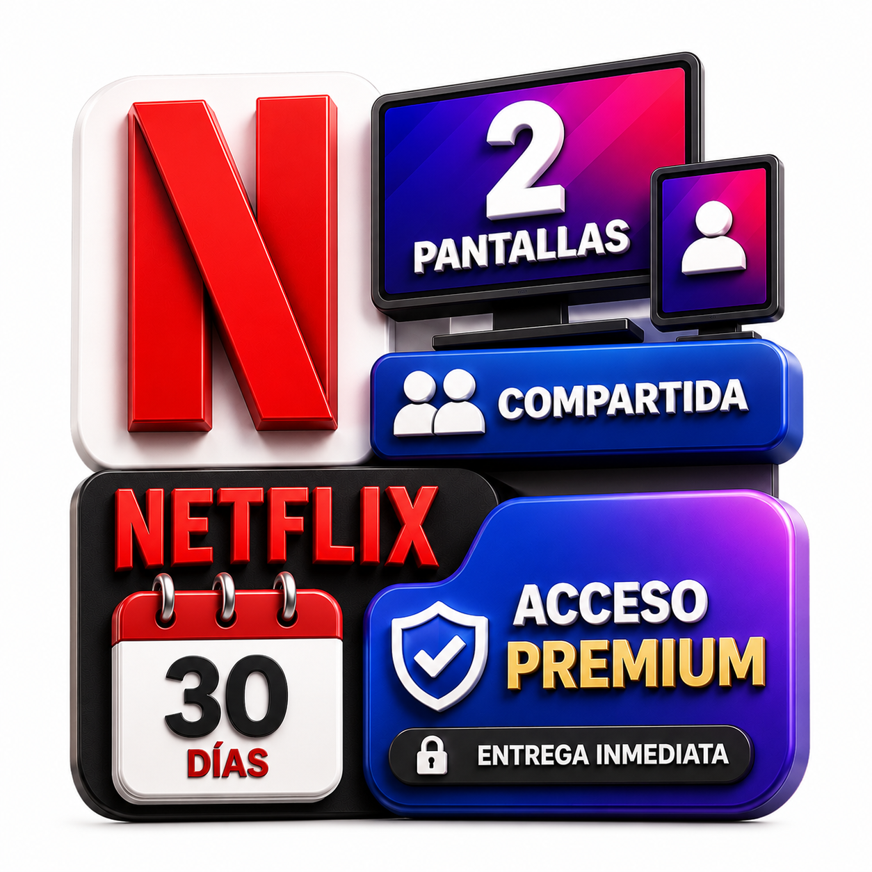 NETFLIX 2 PANTALLAS 30 DIAS