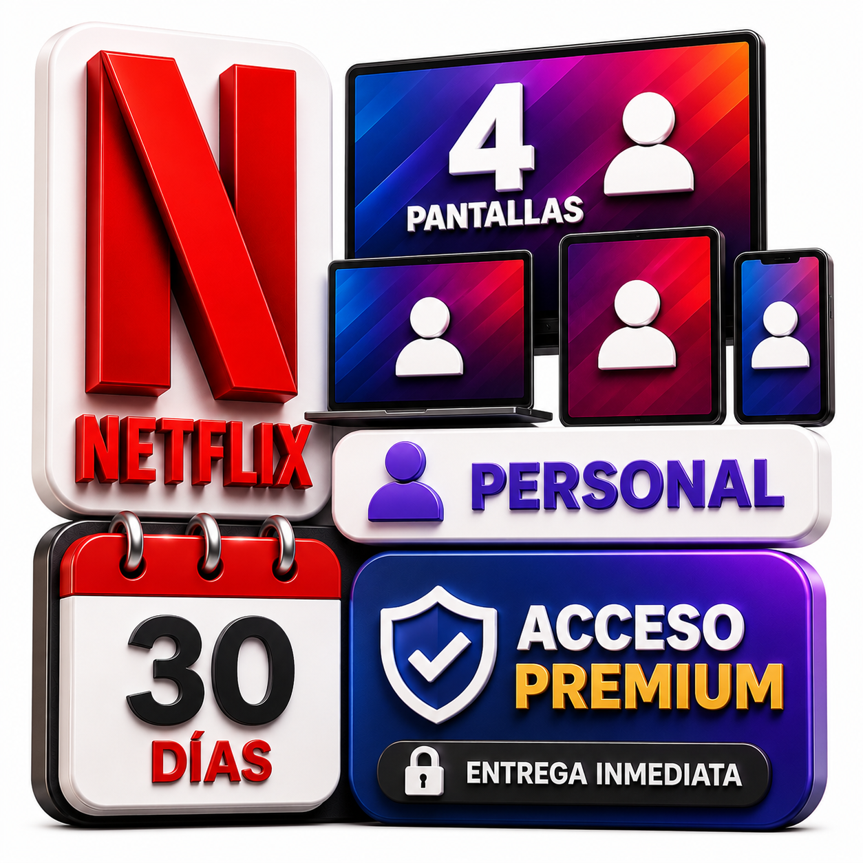 NETFLIX 4 PANTALLAs 30 DIAS