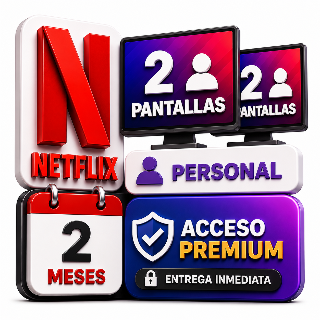 NETFLIX 2 PANTALLAS 2 MESES  