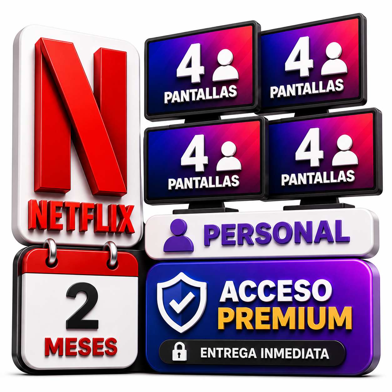 NETFLIX 4 PANTALLAS 2 MESES