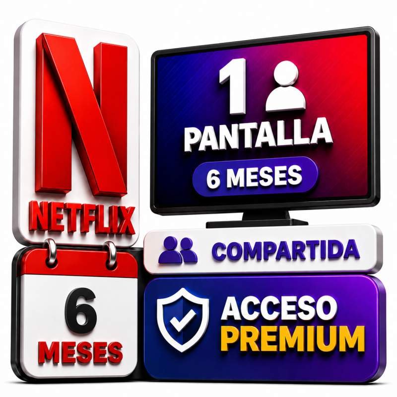 NETFLIX 1 PANTALLA 6 MESES SUPER PROMO