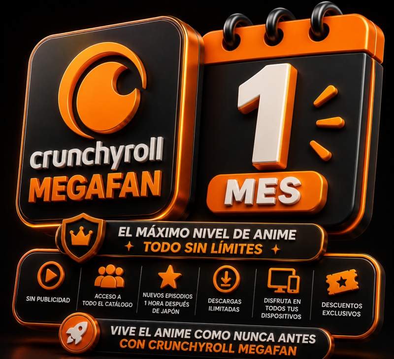 CRUNCHYROLL MEGAFAN 2 PANTALLAS 1 MES