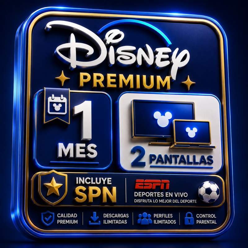 DISNEY PREMIUM 2 PANTALLAS 1 MES INCLUYE STAR Y ESPN