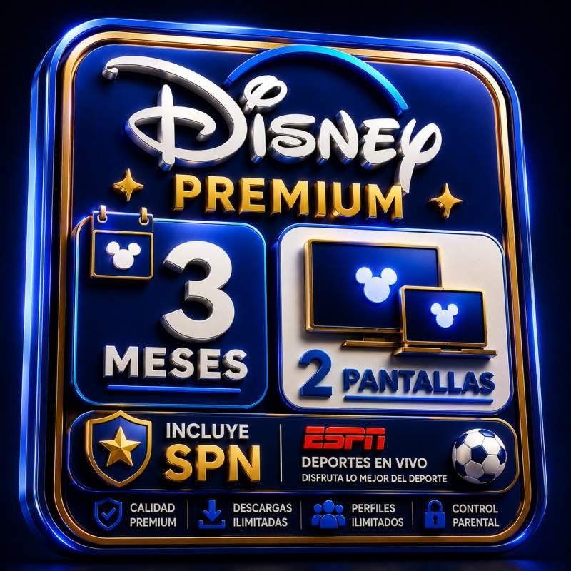 DISNEY PREMIUM 2 PANTALLAS 3 MESES INCLUYE STAR Y ESPN