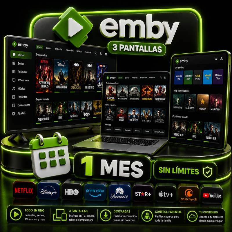 EMBY 3 PANTALLAS 1 MES