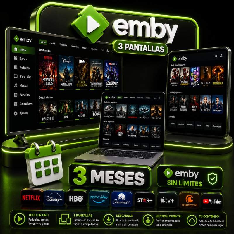 EMBY 3 PANTALLAS 3 MESES