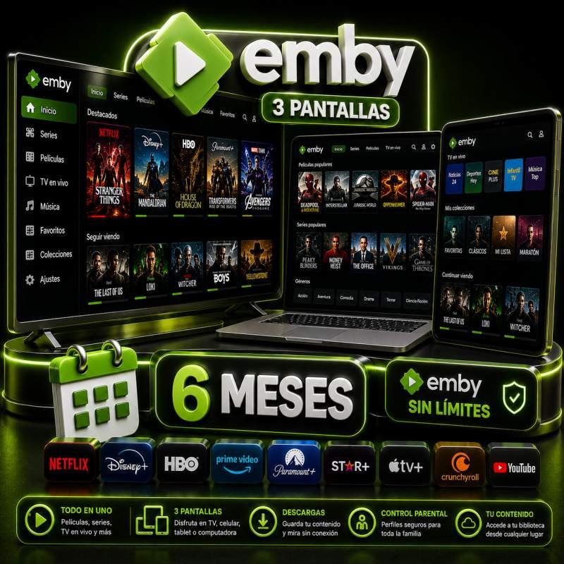 EMBY 3 PANTALLAS 6 MESES