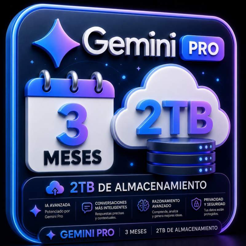 GEMINI PRO 3 MESES 2TB ALMACENAMIENTO