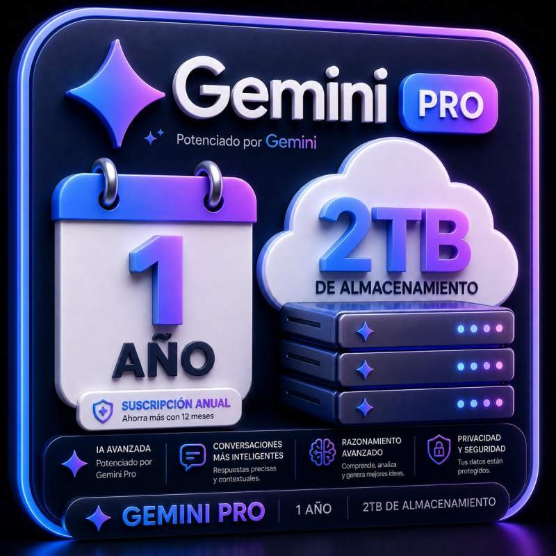 GEMINI PRO 1 AÑO 2TB ALMACENAMIENTO