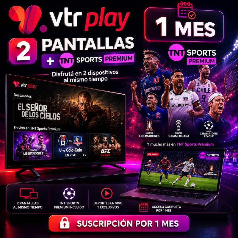 VTR PLAY 2 PANTALLAS 1 MES INCLUYE TNT SPORTS PREMIUM SOLO SMARTV