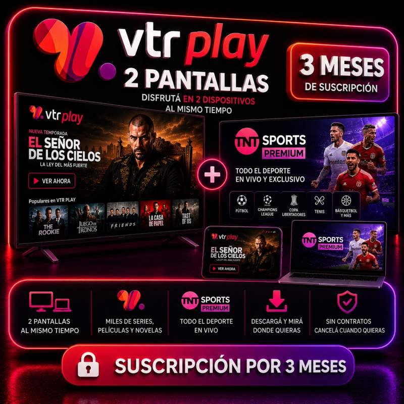 VTR PLAY 2 PANTALLAS 3 MESES INCLUYE TNT SPORTS PREMIUM SOLO SMARTV