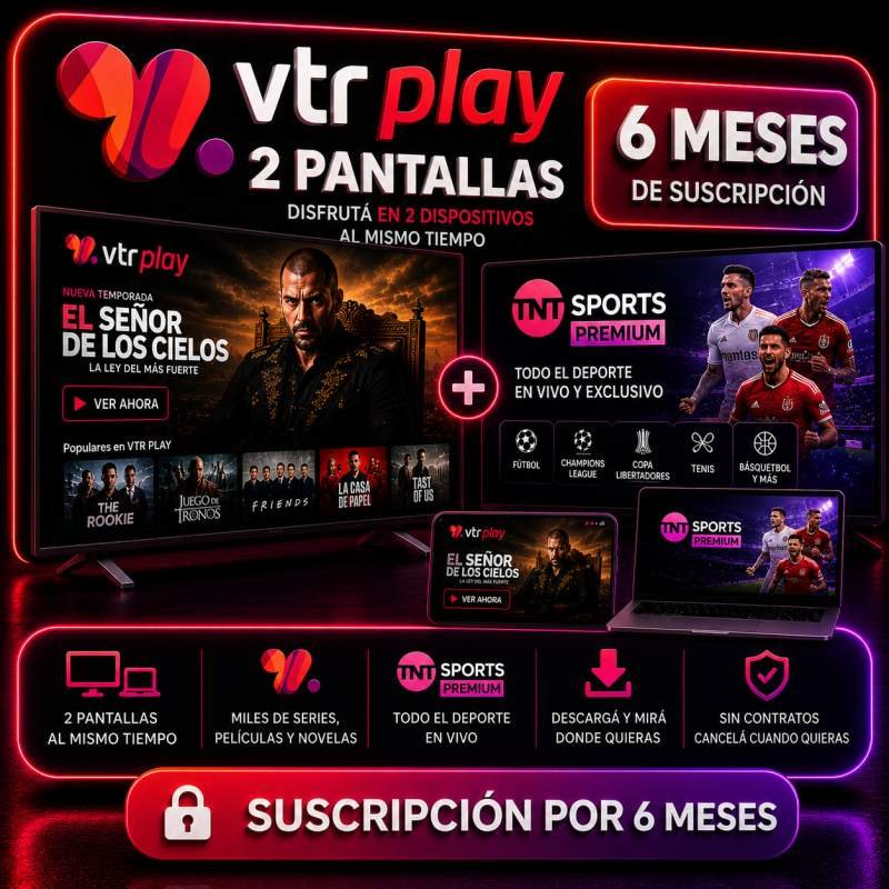 VTR PLAY 2 PANTALLAS 6 MESES INCLUYE TNT SPORTS PREMIUM SOLO SMARTV