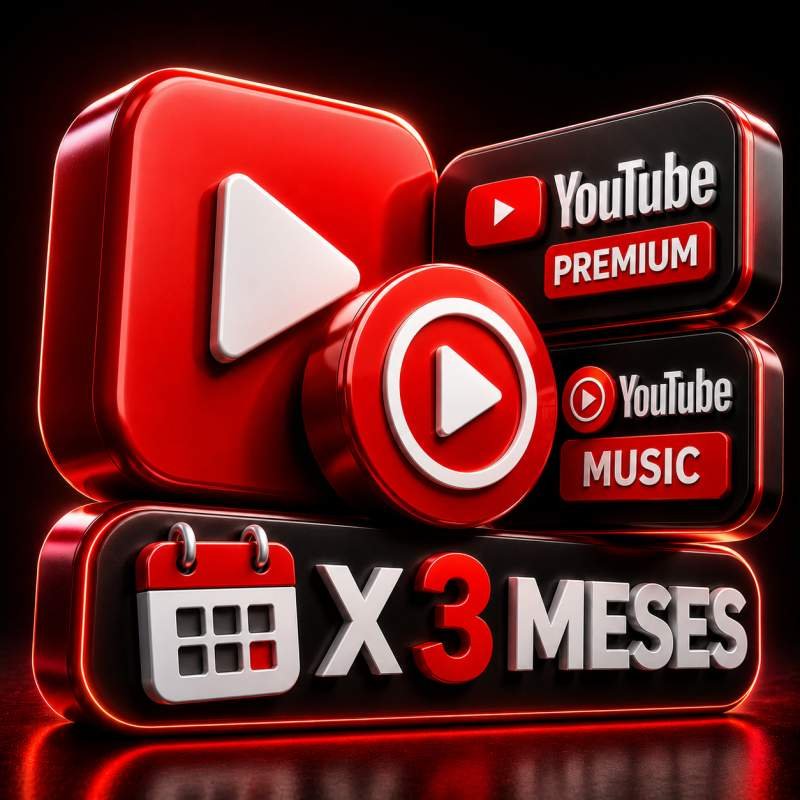 YOUTUBE PREMIUM + YOUTUBE MUSIC INDIVIDUAL 3 MESES PARCIALIZADA