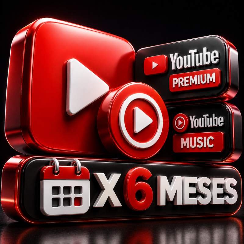 YOUTUBE PREMIUM + YOUTUBE MUSIC INDIVIDUAL 6 MESES PARCIALIZADA