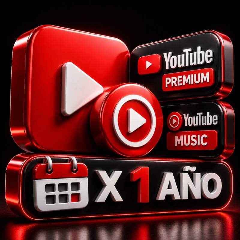 YOUTUBE PREMIUM + YOUTUBE MUSIC INDIVIDUAL 1 AÑO PARCIALIZADA